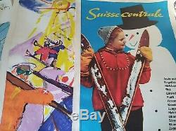 Ski Suisse/Switzerland Lot de 5 affiches anciennes/original posters Hans Falk