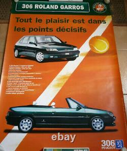 Très belle affiche originale poster PEUGEOT 306 ROLAND GARROS 1996 120 X 80 TBE